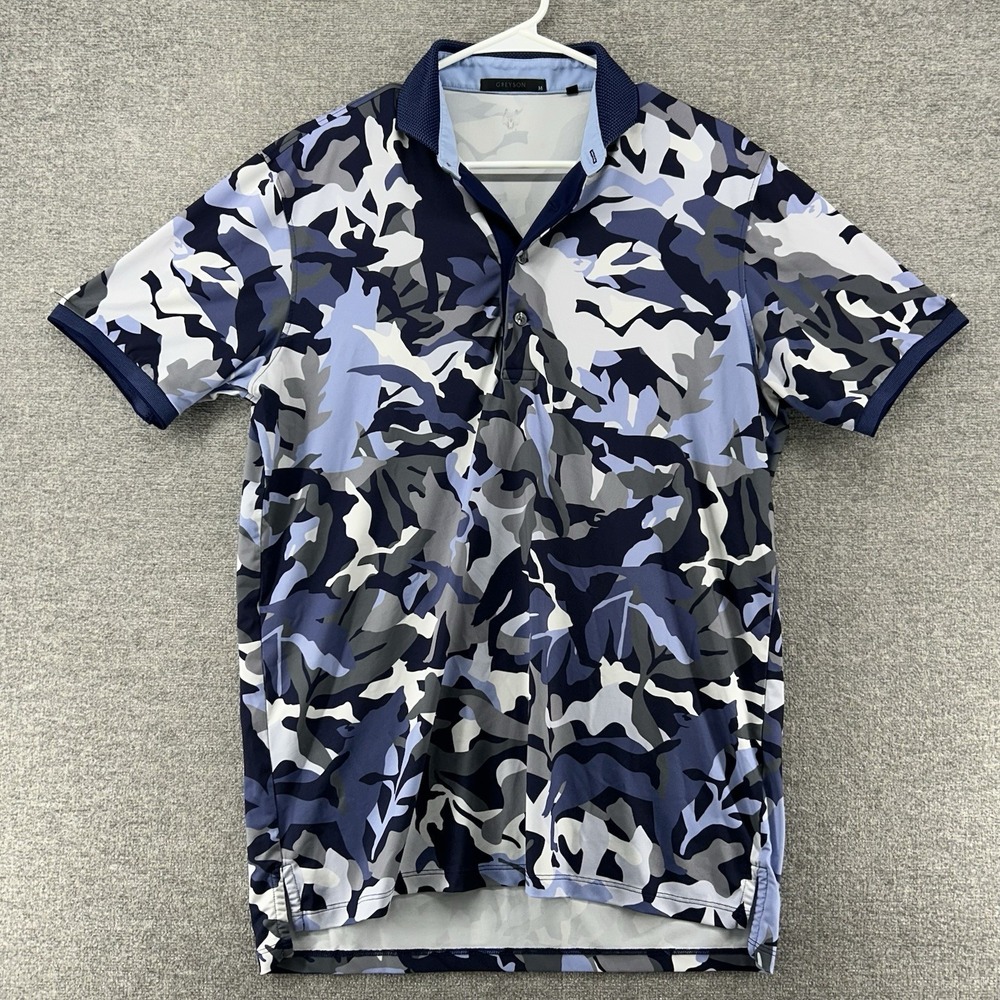 Greyson Men's Blue Gray White Camo Polo